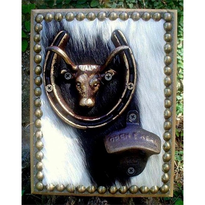 Western Cowhide Steer Head Bottle Opener